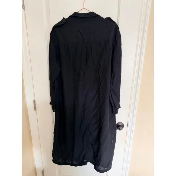 Anine Bing Duster Women S-M Black Mesh Sheer Utility Longline Coverup Dress - Picture 6 of 7